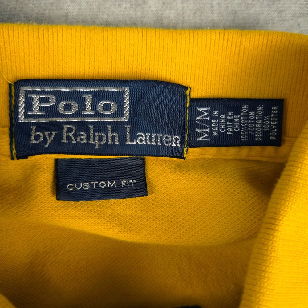 Polo Ralph Lauren Mens Big Pony Greece Polo Shirt Yellow Custom Fit Medium - Picture 3 of 6